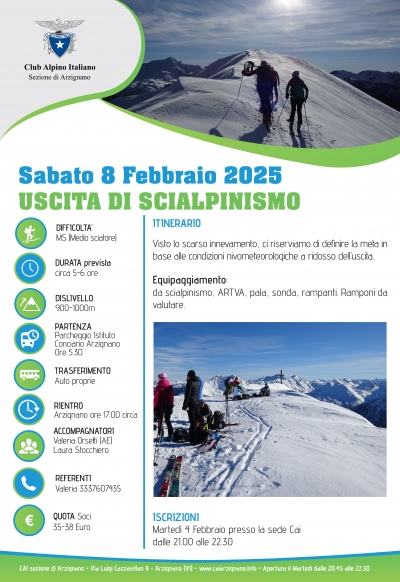 Uscita di Scialpinismo - Sabato 8 febbraio 2025