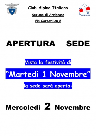 apertura straordinaria 2 novembre